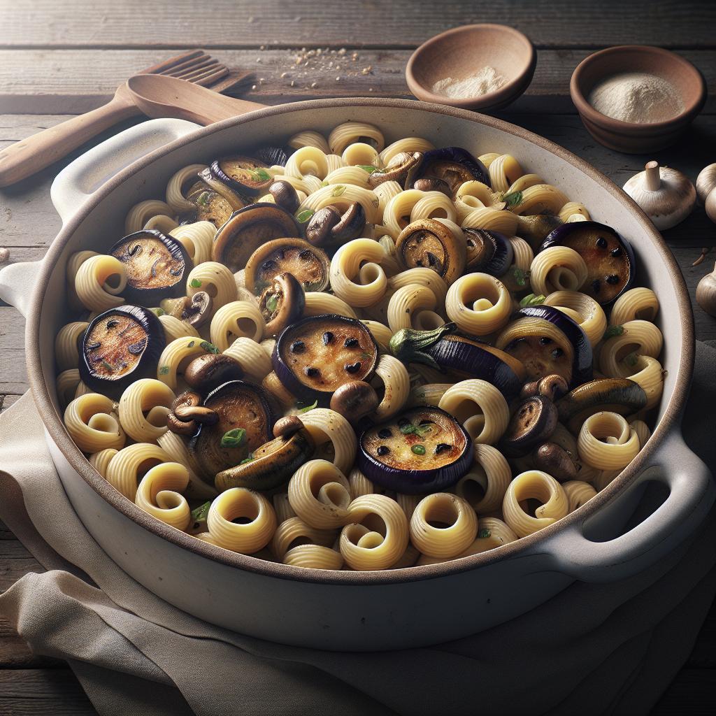 Lorighittas with Eggplant and Mushrooms