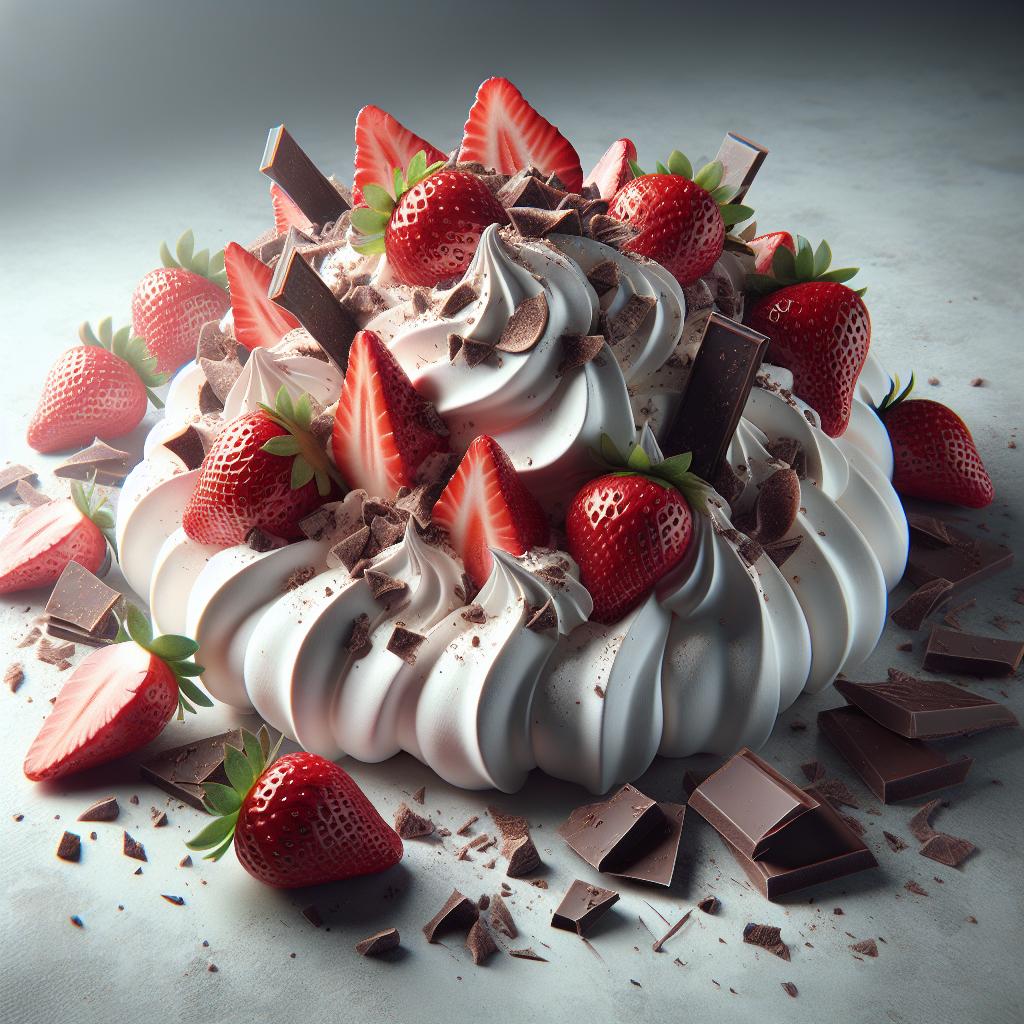 Easter Meringue with strawberries and chocolate