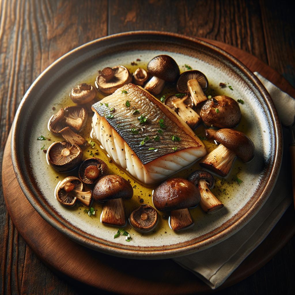 Hake and Porcini Mushrooms