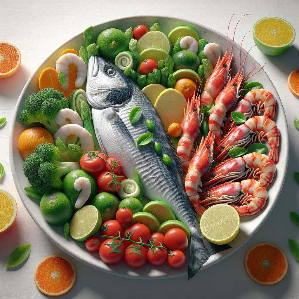 Hake, Shrimp, and Citrus Vegetables