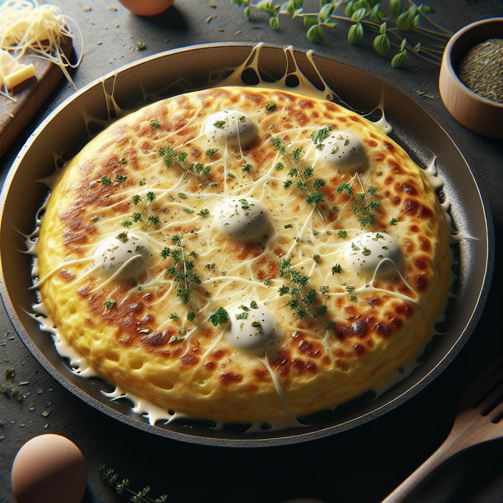 Tasty Omelette with Mozzarella and Oregano