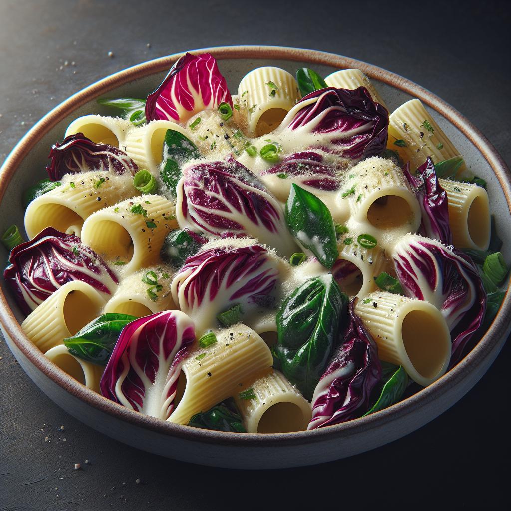 Paccheri with radicchio and fontina fondue