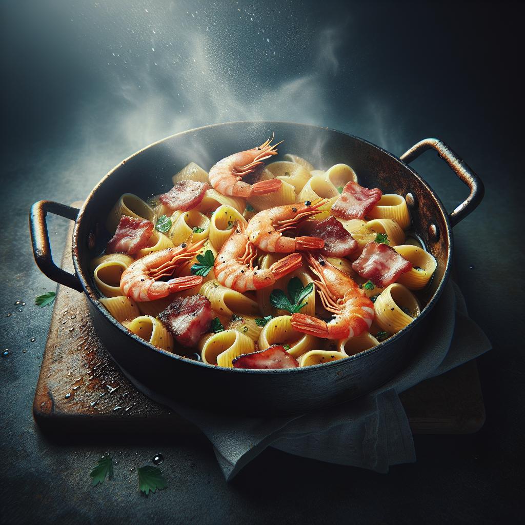 Paccheri with Shrimp and Guanciale