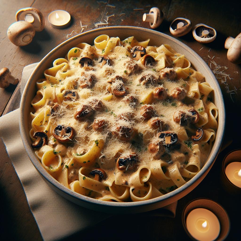 Pasta with Parmigiano Cream and Porcini Mushrooms