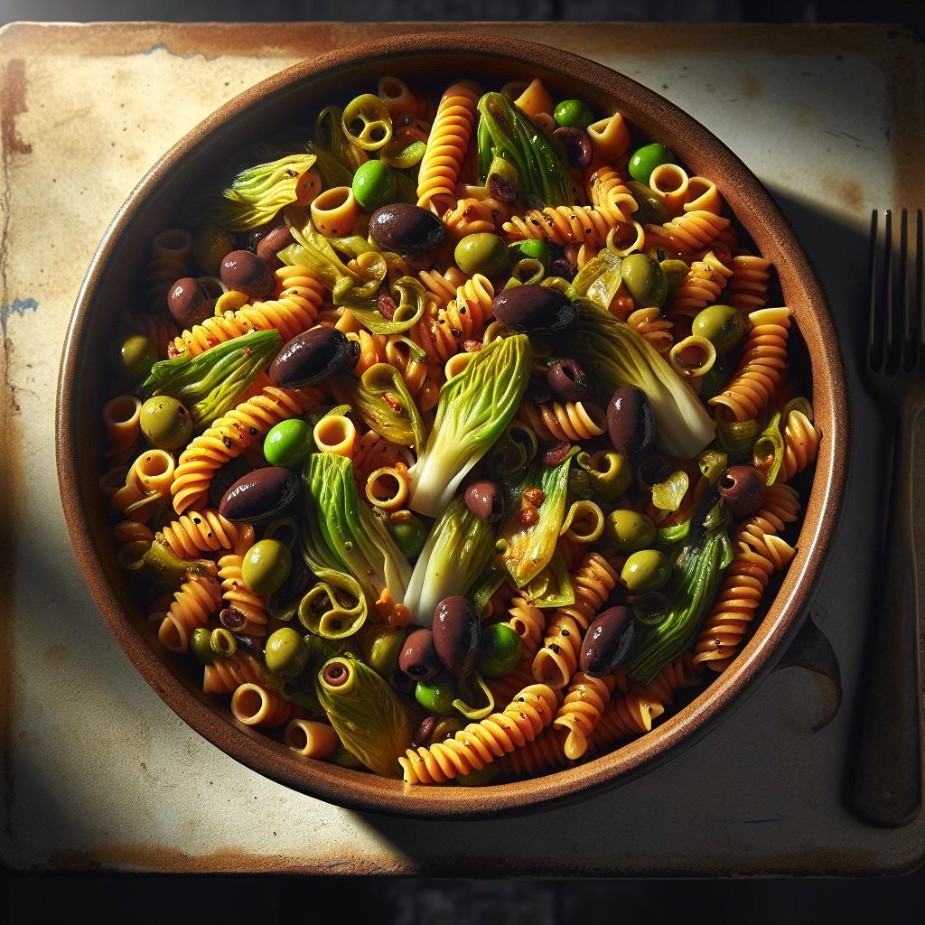 Legume Pasta with Escarole and Olives