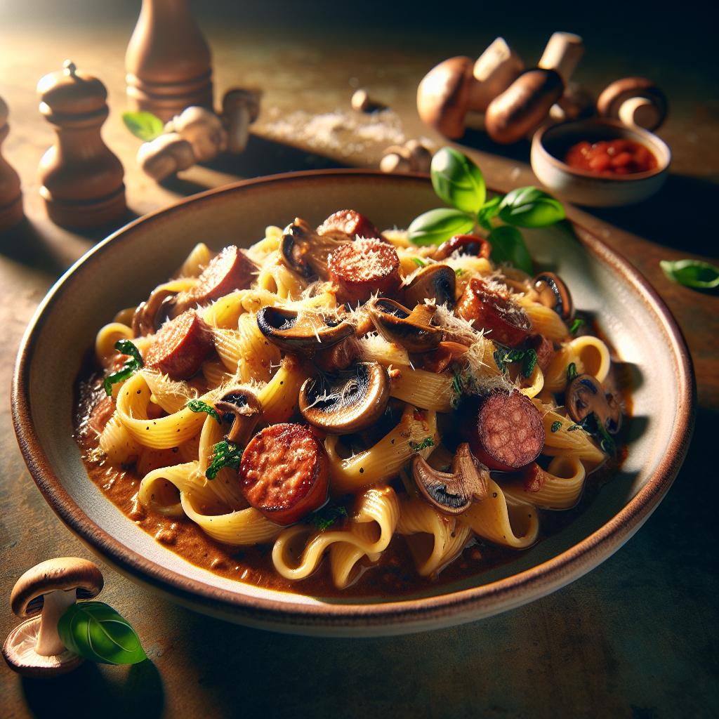 Porcini Mushroom and Sausage Pasta