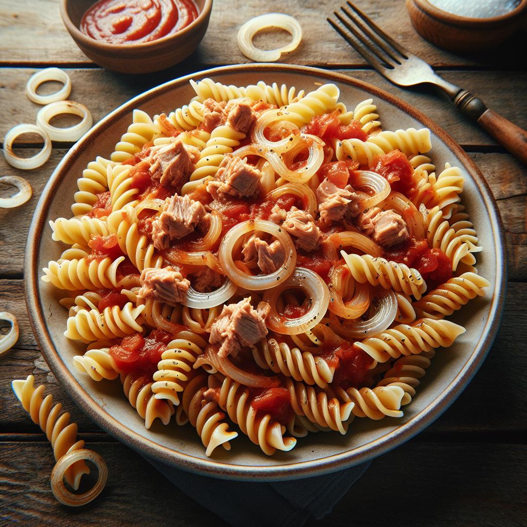 Pasta with tuna and onions