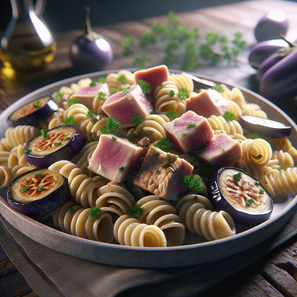 Pasta with tuna and eggplant