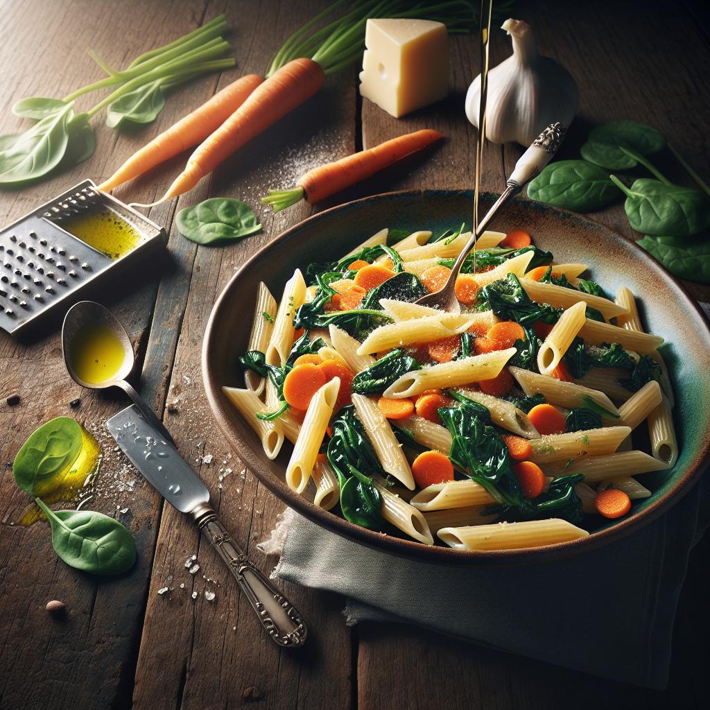 Penne with Carrots and Spinach