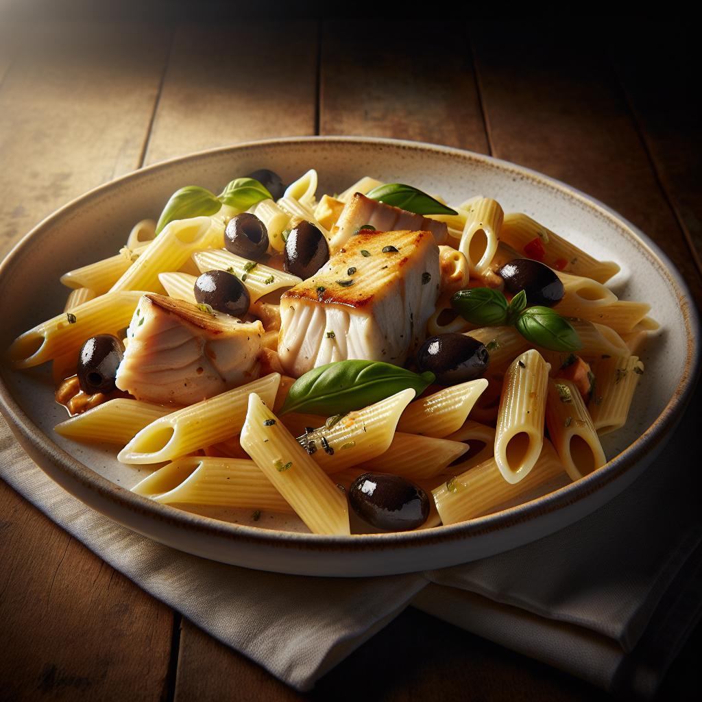 Penne with Monkfish and Olives