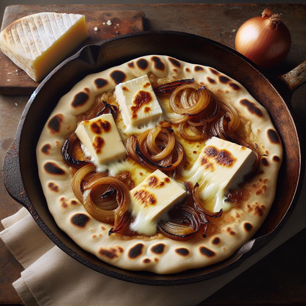 Piadina with taleggio and caramelized onions