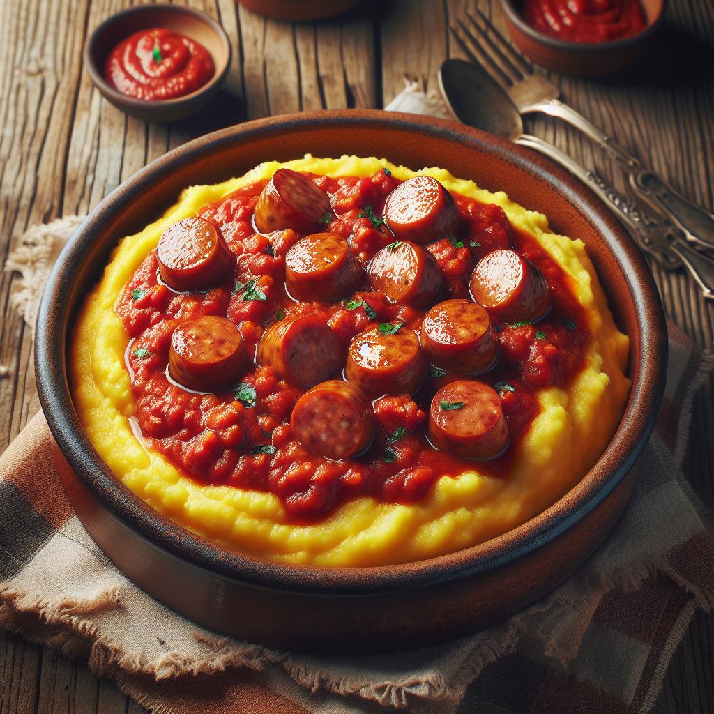 Polenta with Tomato Sauce and Sausages