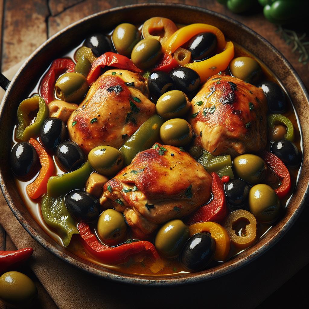 Chicken with olives and peppers