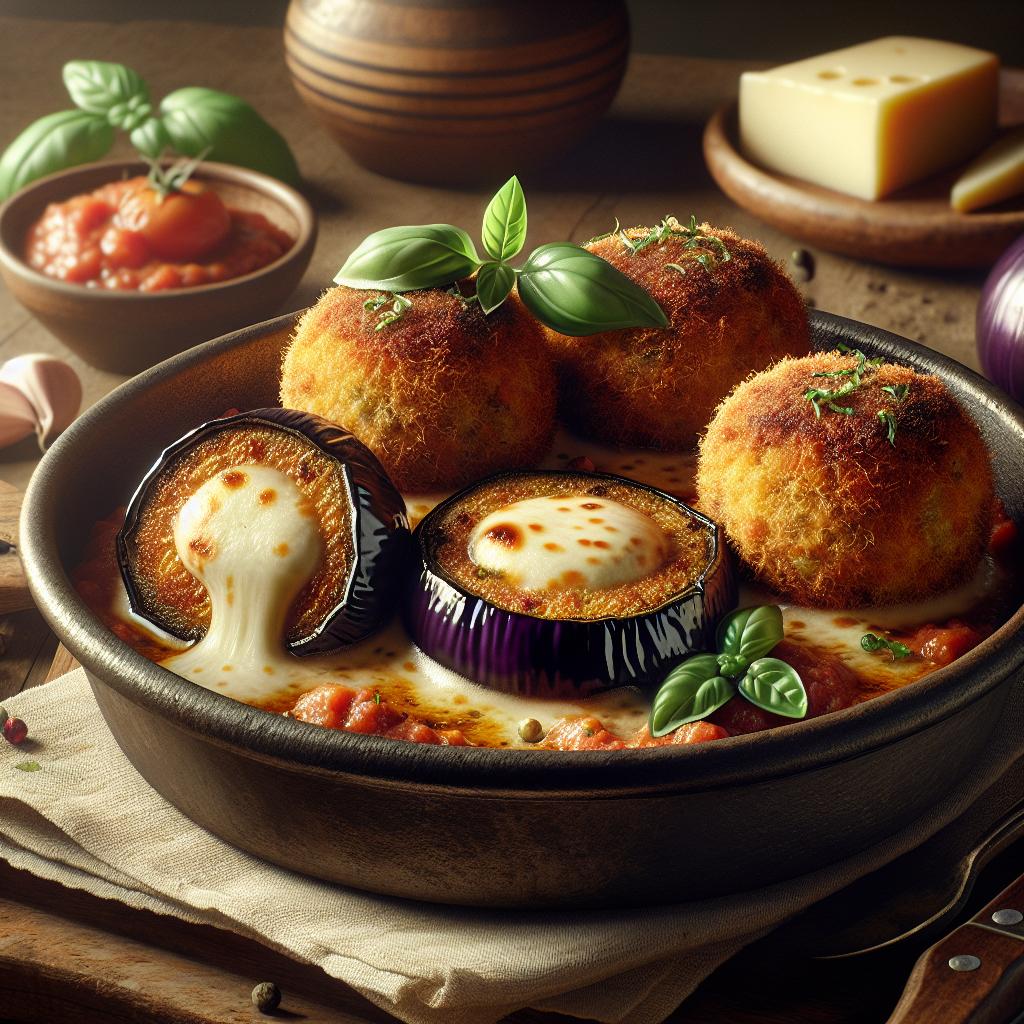 Eggplant Meatballs with Scamorza Heart