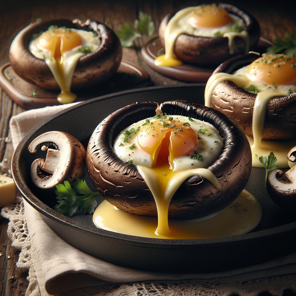 Portobello stuffed with eggs and cheese