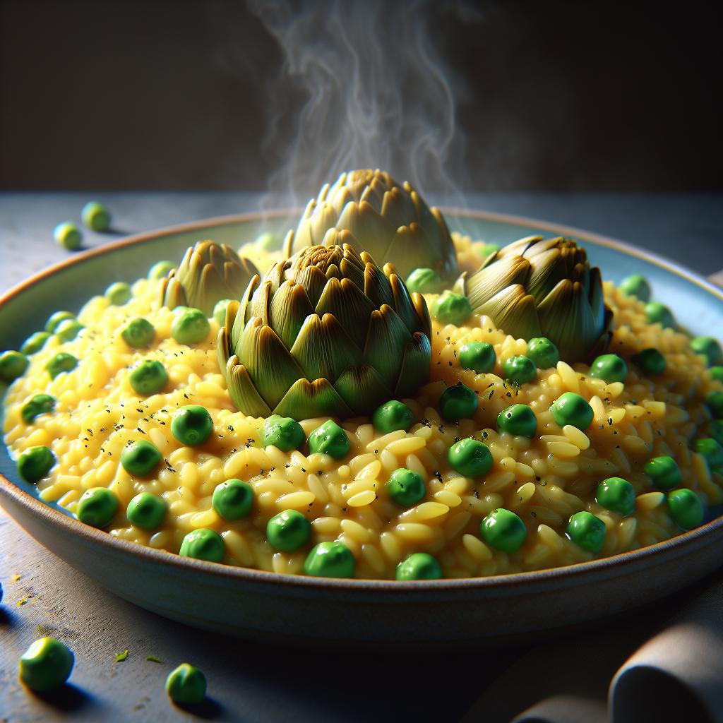 Rice with artichokes and peas