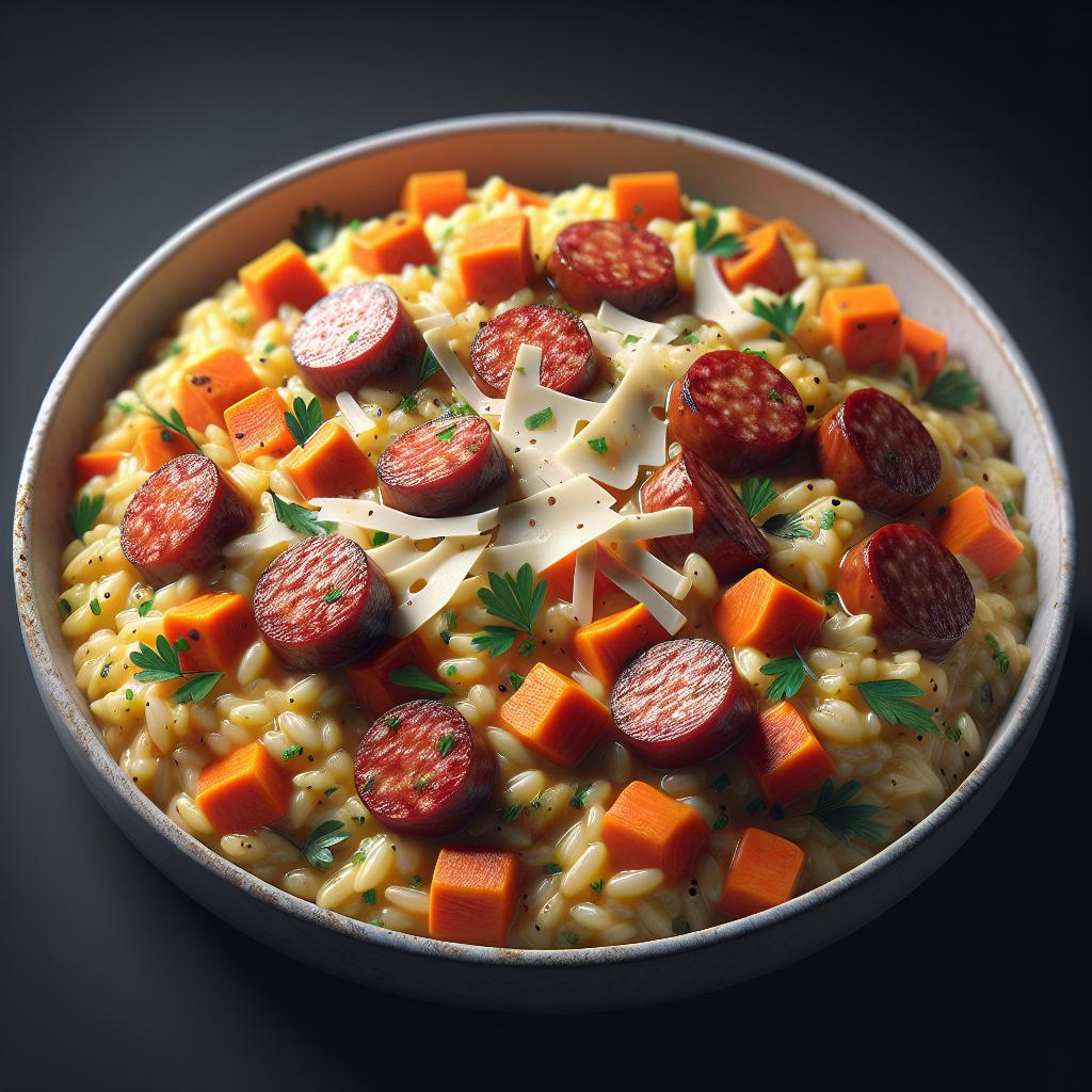 Risotto with carrots and sausage