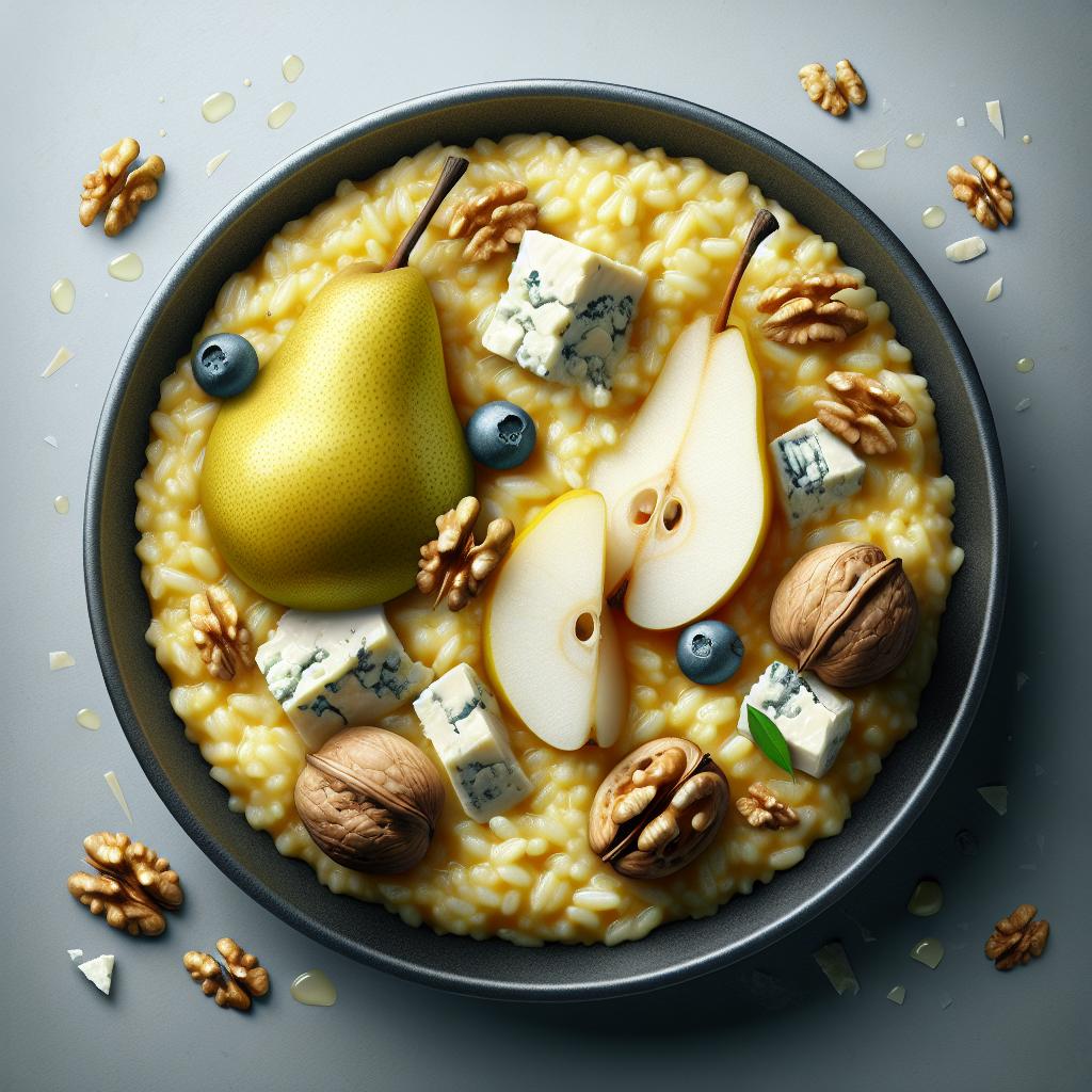 Risotto with gorgonzola, pears, and walnuts