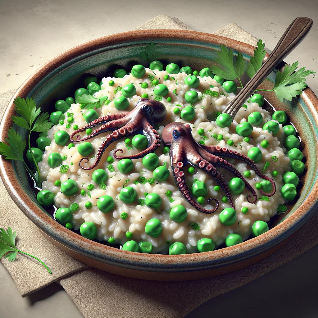 Risotto with peas and cuttlefish
