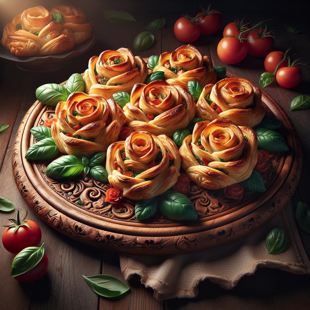 Salted puff pastry roses