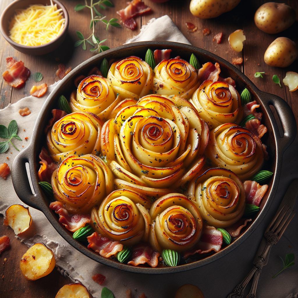 Potato and bacon roses