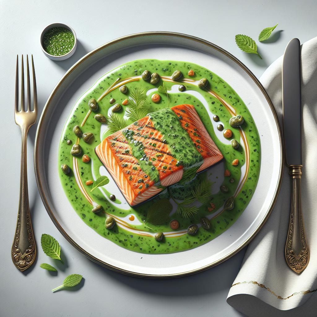Salmon in green sauce