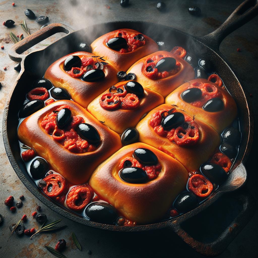 Baked Flatbreads with 'Nduja and Black Olives