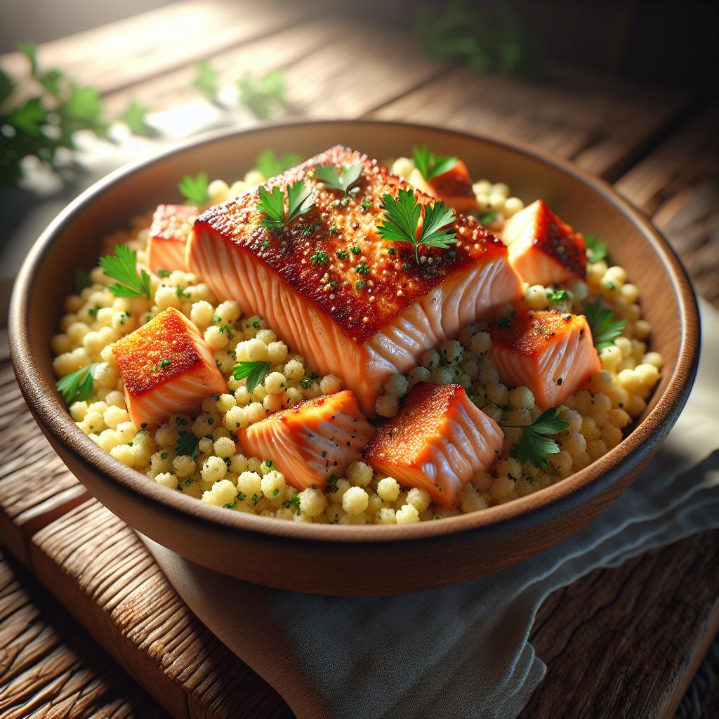 Schiscetta with couscous and salmon