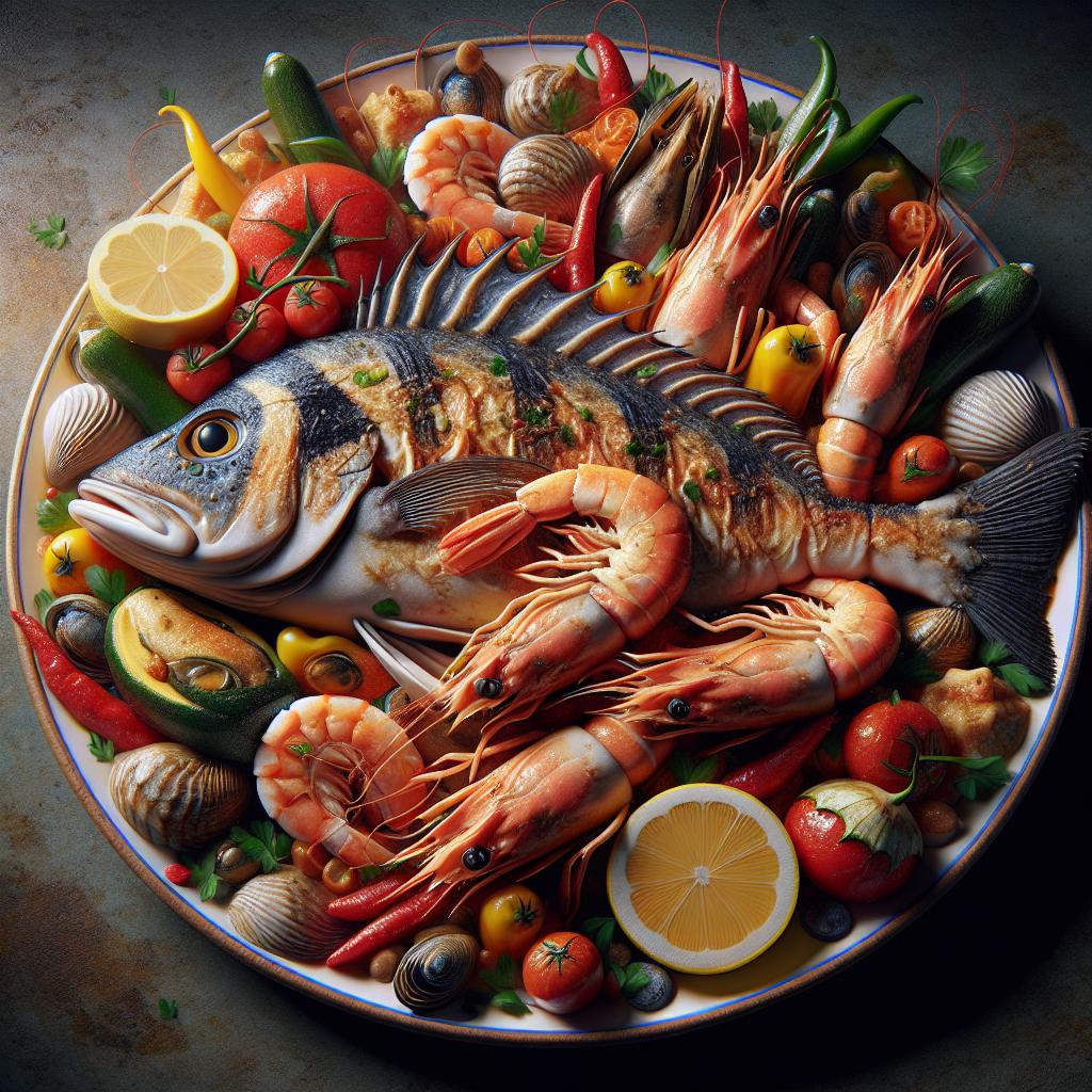Scorpion Fish with Shellfish and Vegetables
