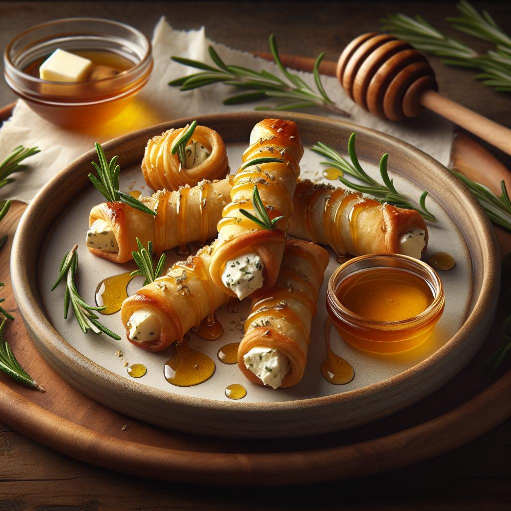Cigars with goat cheese and rosemary honey
