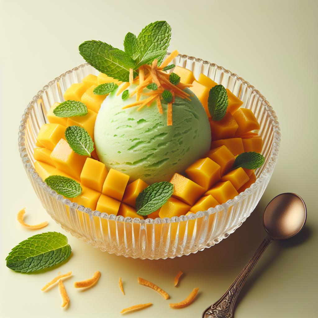 Mango Sorbet with Lime and Mint, Ginger Twist
