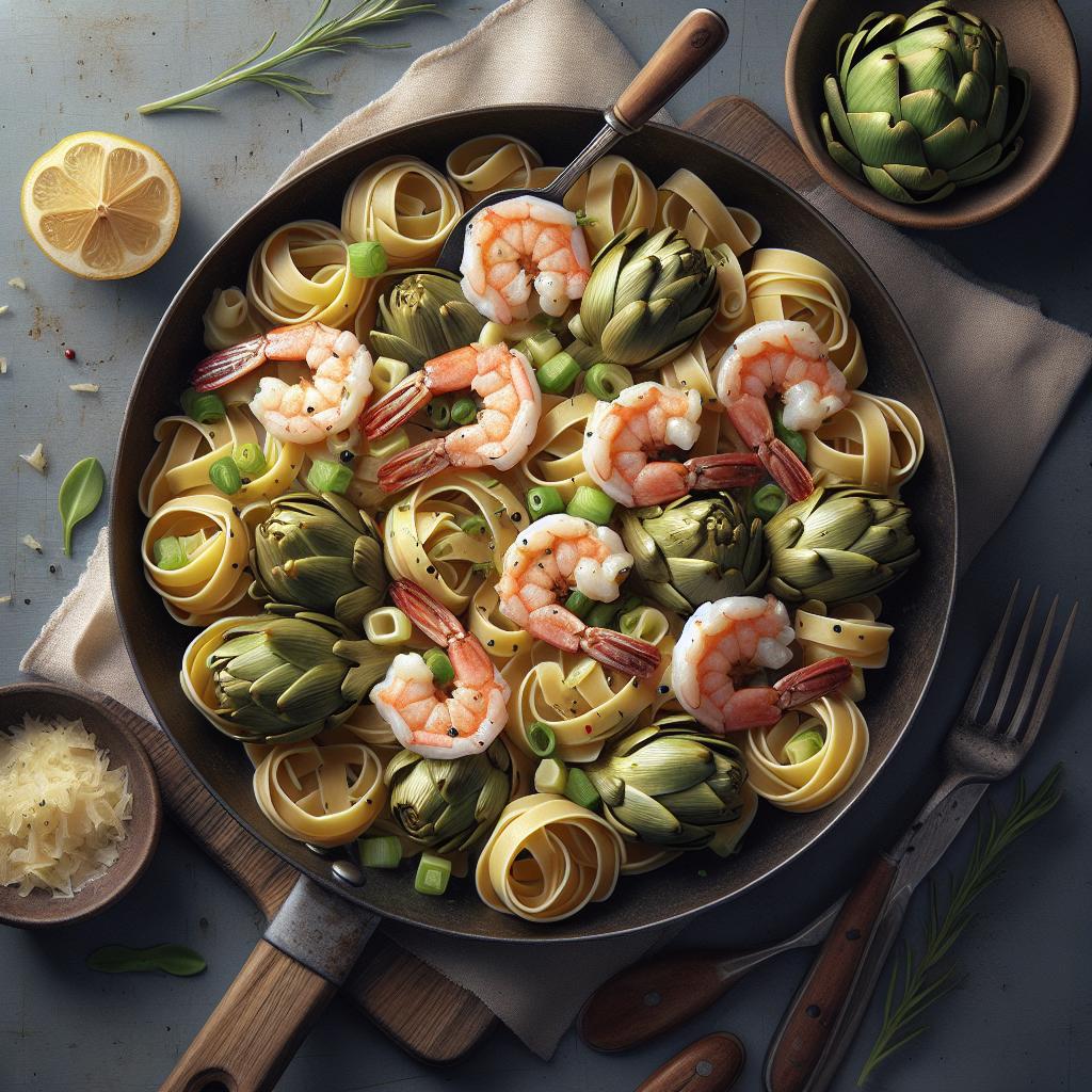 Tacconelli with Artichoke Hearts and Shrimp