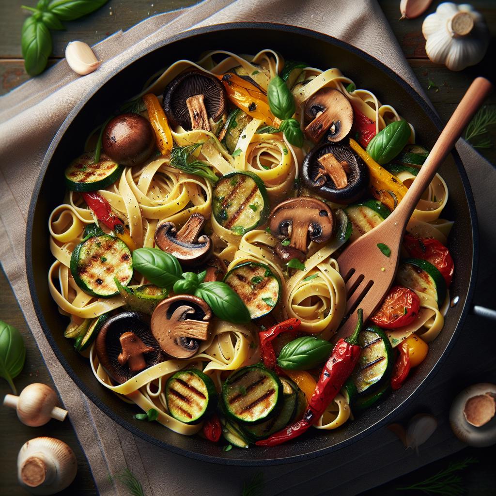 Tagliatelle with Porcini Mushrooms and Grilled Vegetables