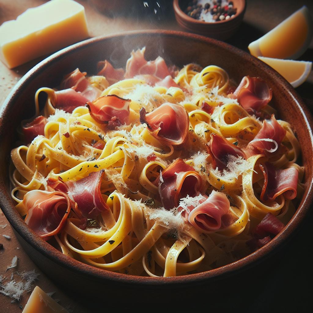 Tagliatelle with Prosciutto and Pecorino
