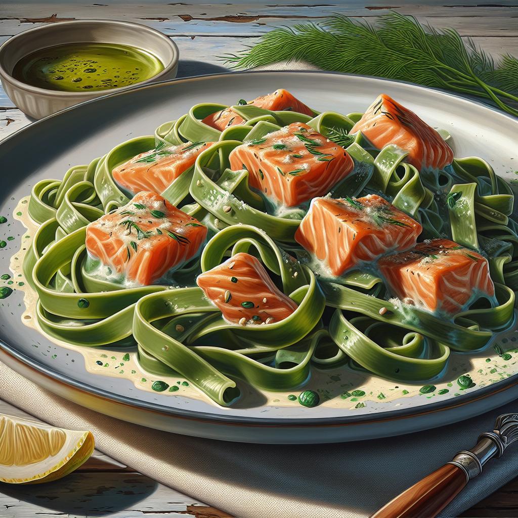 Green Tagliatelle with Salmon