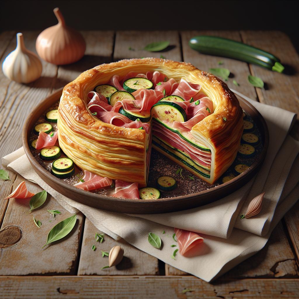 Puff Pastry Pie with Zucchini and Ham