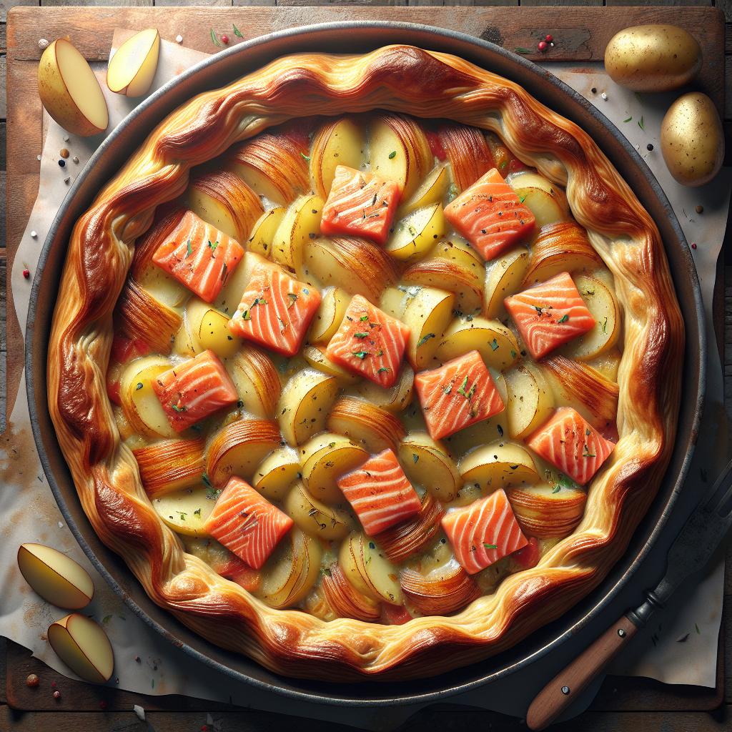 Potato and Smoked Salmon Puff Pastry Tart