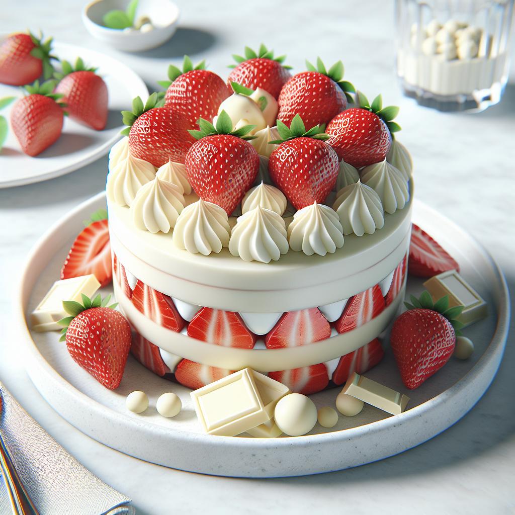 Cold Strawberry and White Chocolate Cake
