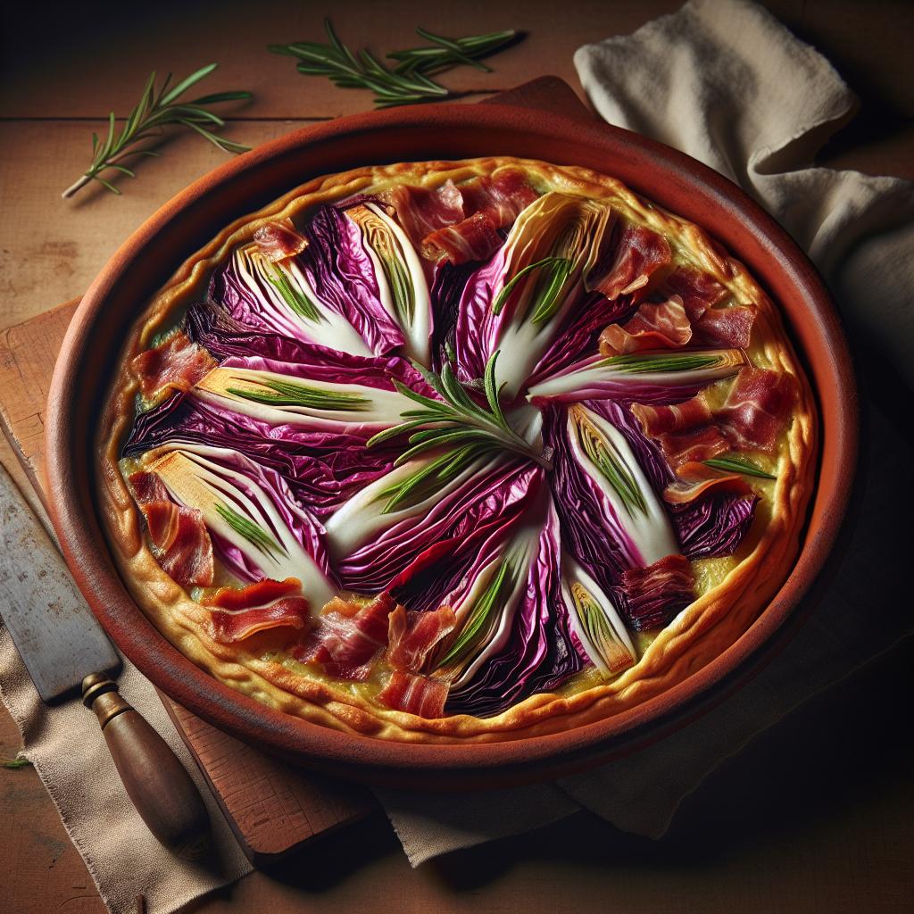 Radicchio and pancetta savory pie
