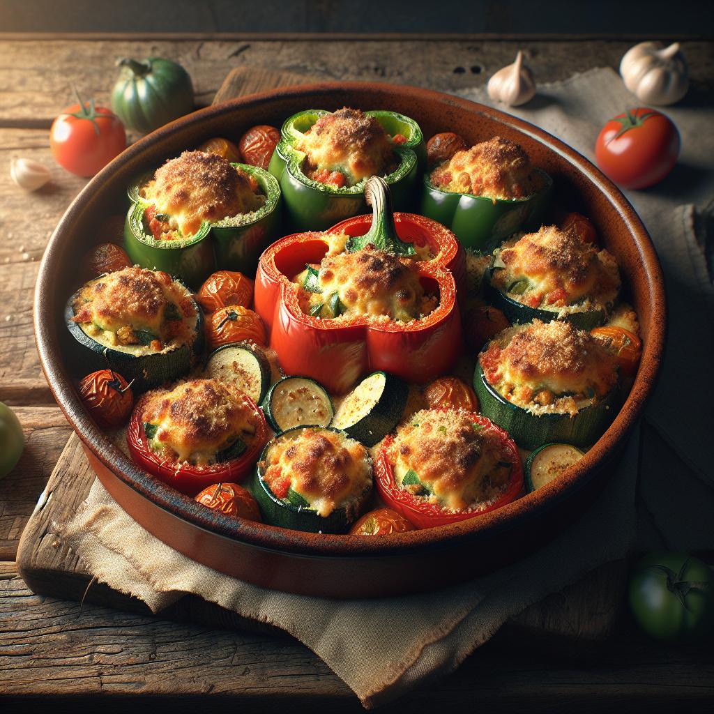 Oven-baked Stuffed Vegetables Gratinated
