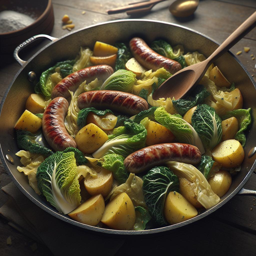 Savoy Cabbage, Potatoes, and Sausage