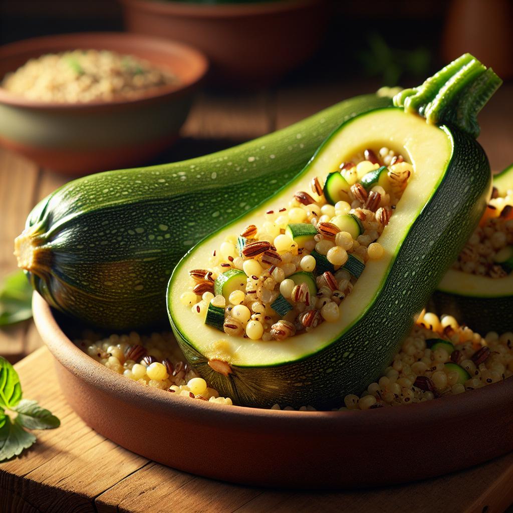 Zucchini Stuffed with Cereals and Quinoa