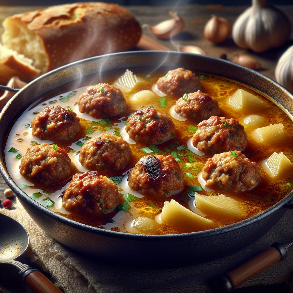 Soup with Pork Meatballs and Ginger