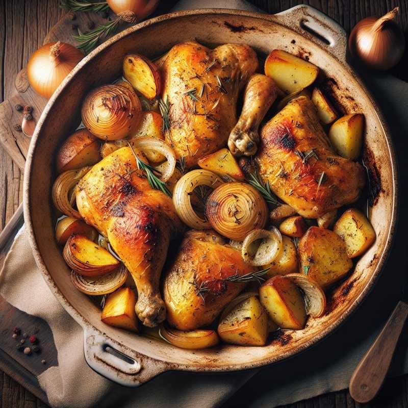 Oven-baked Chicken with Potatoes and Onions