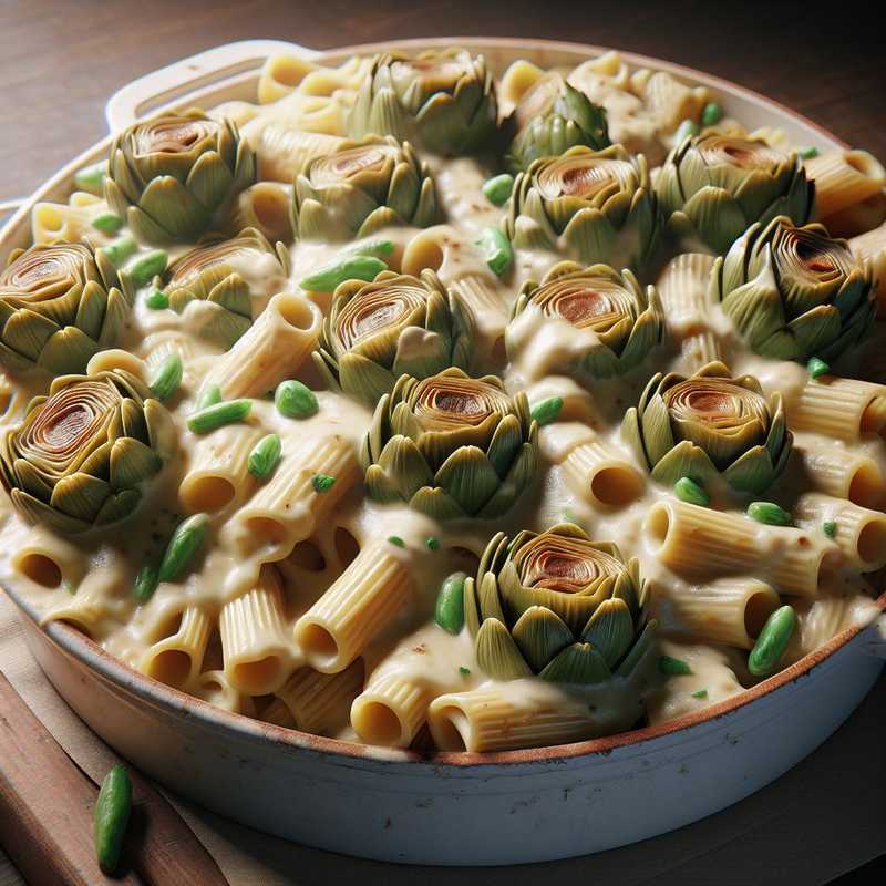 Pasta di legumi con crema di formaggio e carciofi