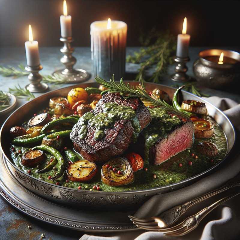 Steak with Green Pepper Sauce