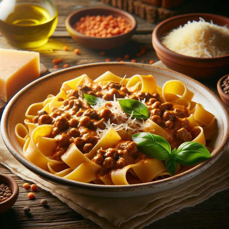 Pappardelle with Lentil and Mushroom Ragù