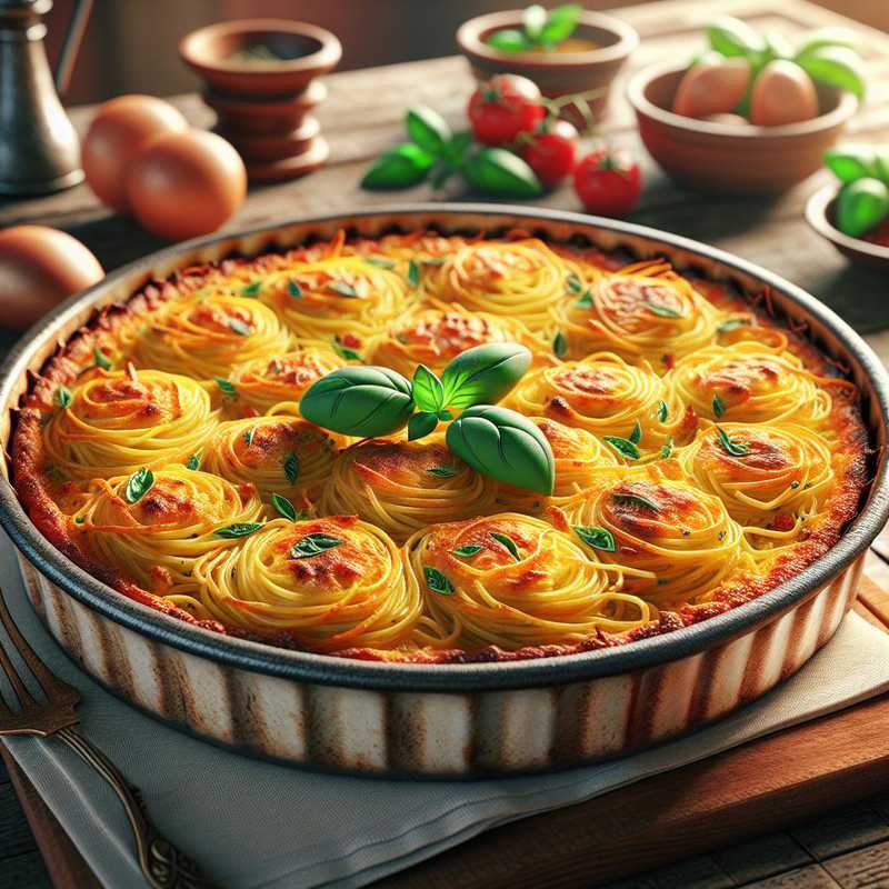 Baked mini frittatas with spaghetti