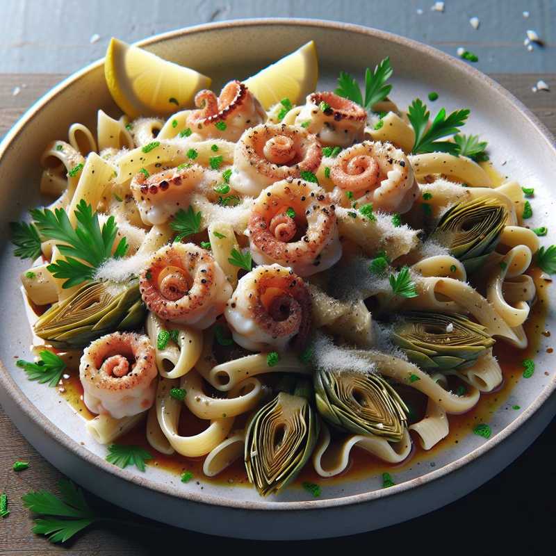 Squid and Artichoke Pasta