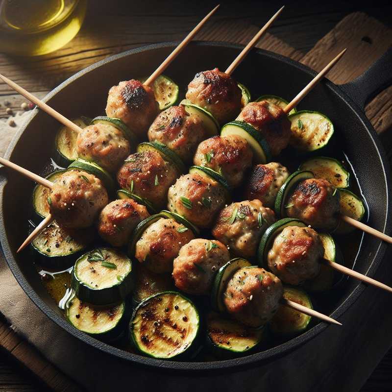 Polpette su stecco pollo e zucchine